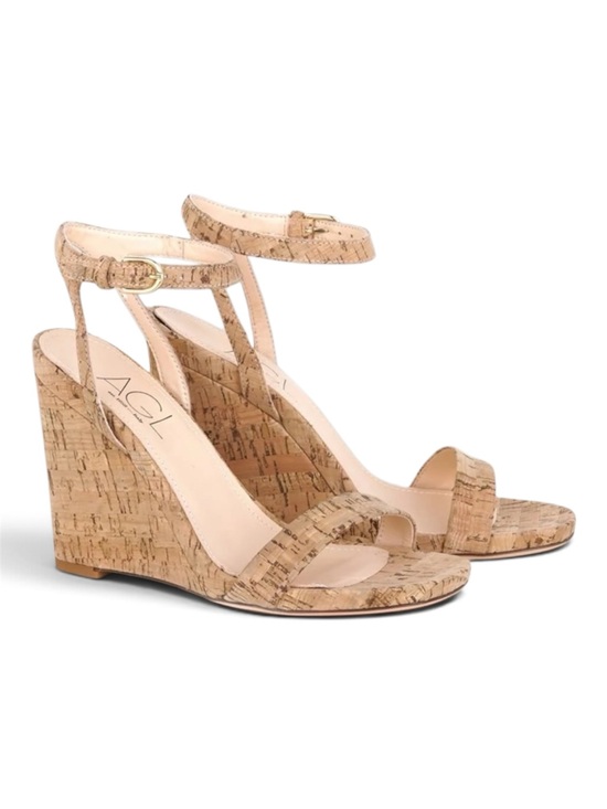 Agl Shoes - AGL Demi Ankle Strap Cork Wedge Sandal in Natural NEW